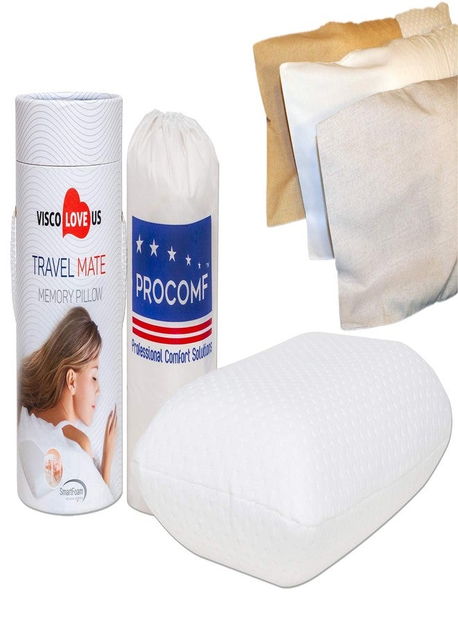 VISCO LOVE ProComf Travel and Camping Mate/Baby/Kid's/Teen's/Adult's Memory Foam Pillow (Snow White with Covers) - Image 1