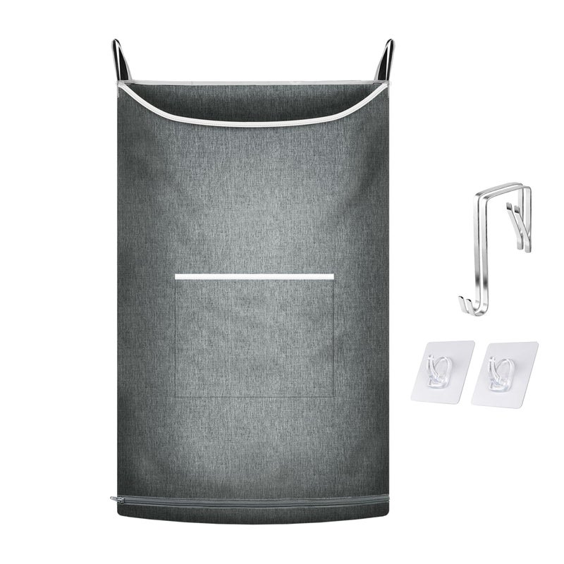 KINGSUSLAY XL Hanging Laundry Hamper Over the Door Laundry Hamper and Baskets Wide Opening Hanging Laundry BagHanging Hamper for BathroomDormChirstmas GiftsHeather Grey 36x22 Inch