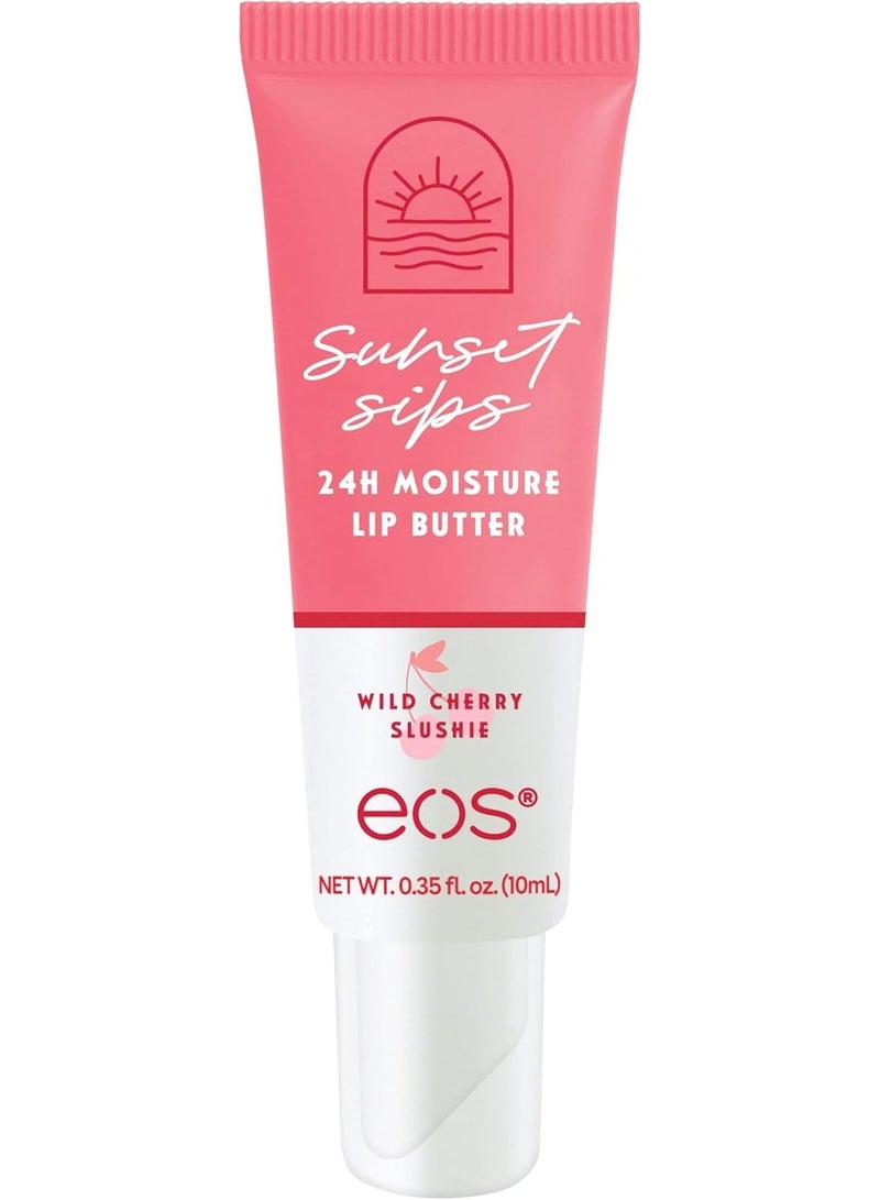 eos Sunset Sips Lip Butter Tube- Wild Cherry Slushie, 24-Hour Moisture, Overnight Lip Mask, Lip Care Products, 0.35 fl oz - Image 1