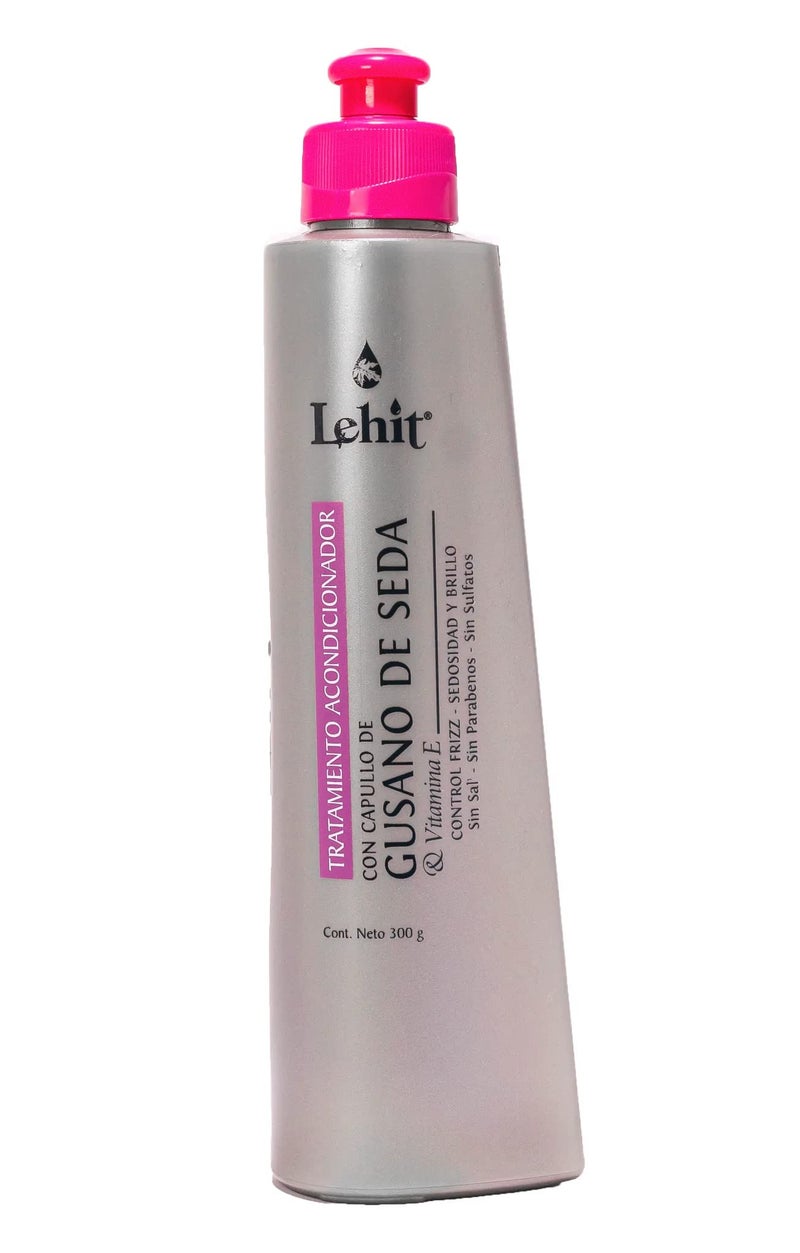 Lehit Tratamiento Acondicionador Intensivo Gusano de Seda Vitamiona E Bioreestructurador AntiFrizz Sedosidad y Brillo 101oz 300ml