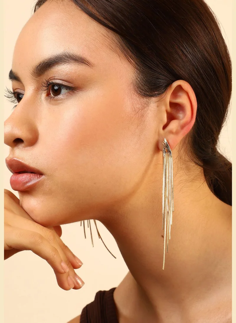 SOHI Gold Plated Designer Drop Earring
