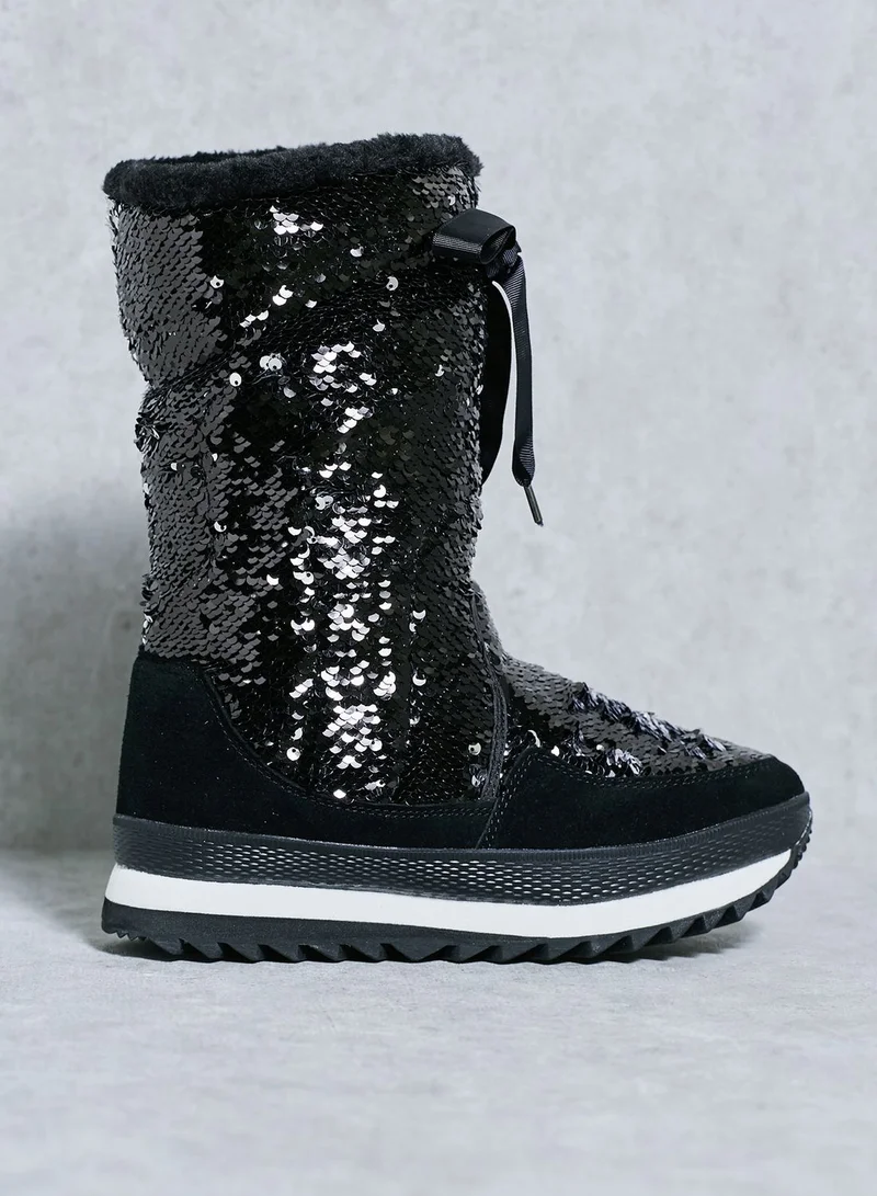 LOST INK Olly Sequin Snow Boots
