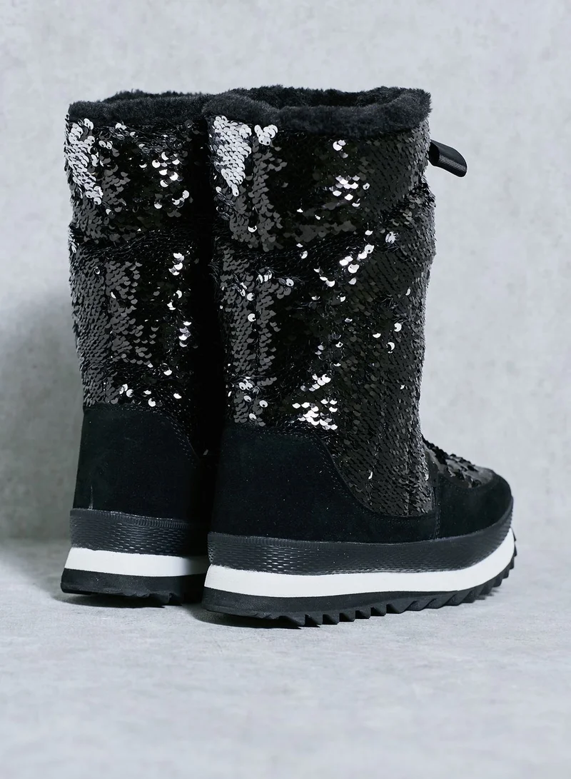 LOST INK Olly Sequin Snow Boots