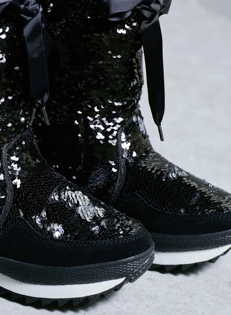 LOST INK Olly Sequin Snow Boots