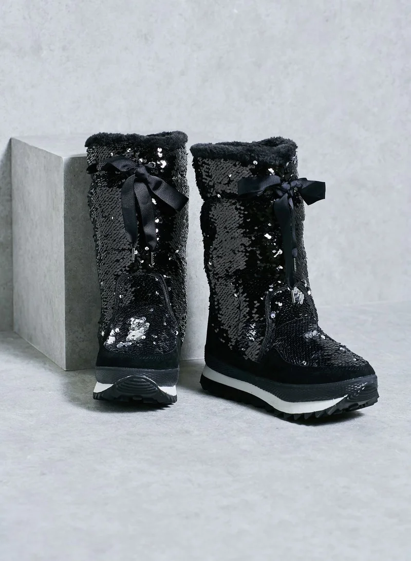 LOST INK Olly Sequin Snow Boots