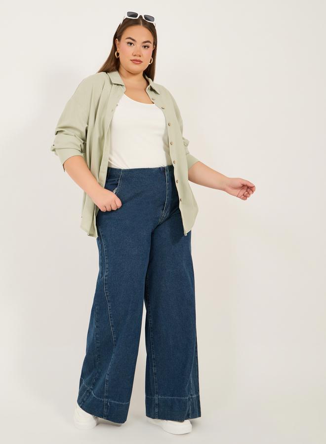 Styli Styli Plus Size Mid Rise Wide Leg Pants - Image 1