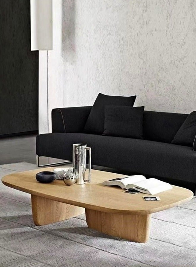 رافين تصميم فريد من نوعه حديث طاولة قهوة من الخشب الصلب طاولة مركزية طاولة منخفضة على الطراز الياباني لغرفة المعيشة مكتب منزلي 120x60x40 سم - Image 1