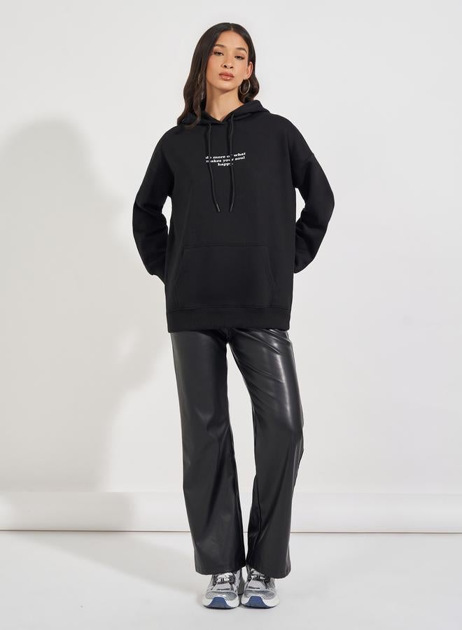Styli Oversized Fit Longline Slogan Hoodie  - Image 2