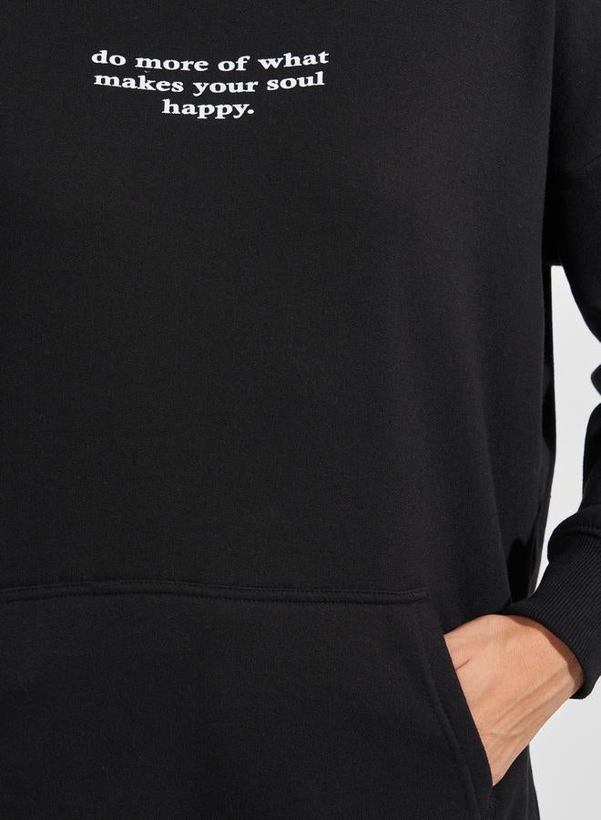 Styli Oversized Fit Longline Slogan Hoodie  - Image 4
