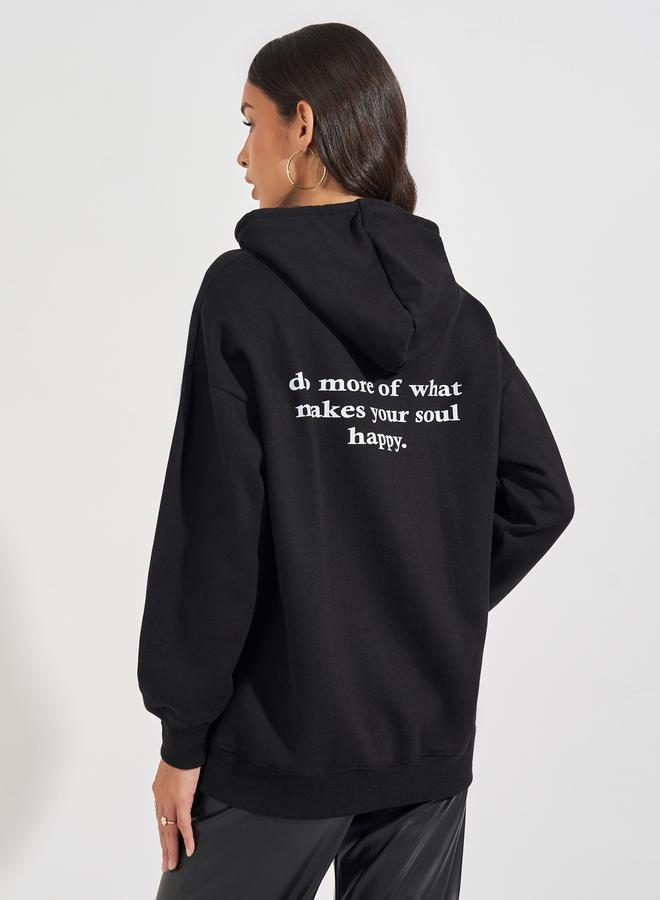 Styli Oversized Fit Longline Slogan Hoodie - Image 5
