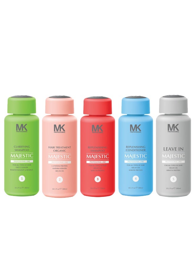 MAJESTIC MK PROFESSIONAL KERATIN Organic Hair Treatment Complete 5 product Kit, 300 ml - Image 1
