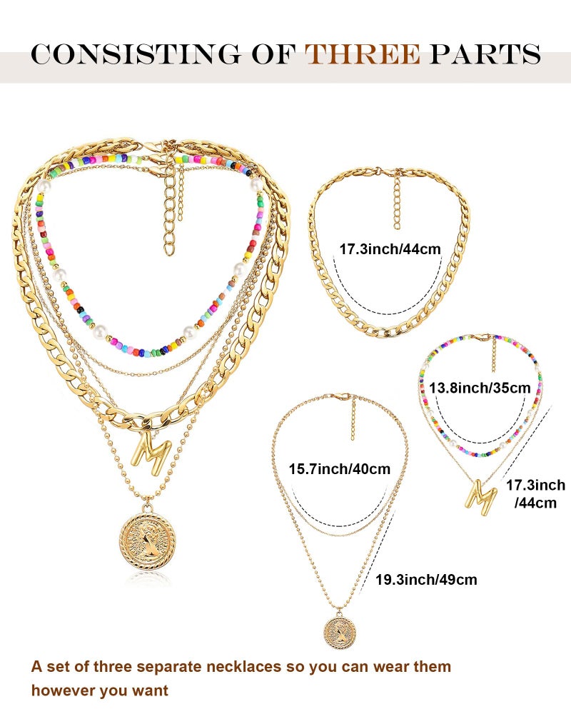 MJartoria Gold Layered Necklaces for Women Trendy Balloon Initial Pendant Necklace Dainty Chunky Chain Beaded Choker Necklaces Jewelry Birthday Gifts (S, Gold) - Image 5