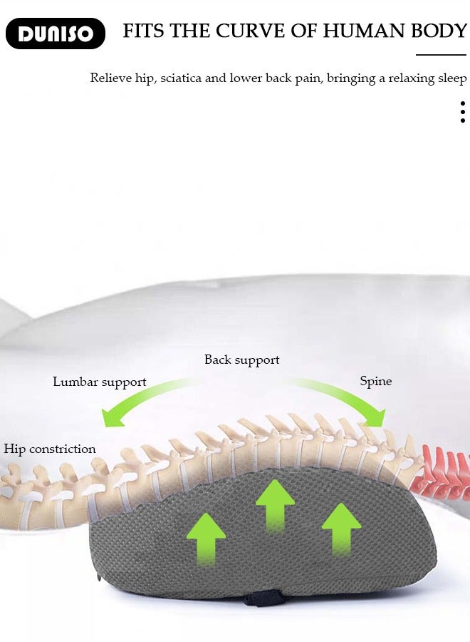 DUNISO وسادة دعم أسفل الظهر، وسادة دعم الظهر المريحة من فوم الذاكرة مع غطاء قابل للإزالة والغسل، وسادة ظهر محمولة وقابلة للتنفس لتخفيف الألم، وسادة نوم أسفل الظهر للسرير، كراسي المكتب، مقاعد السيارات - Image 2