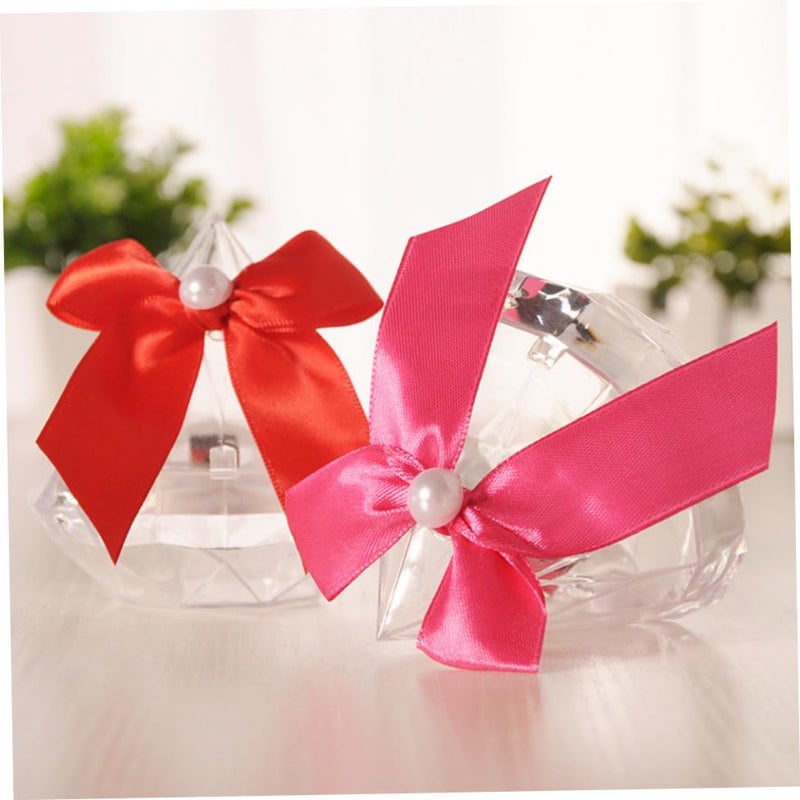 Red Diamond Shape Wedding Candy Box With Bowknot For Event Storage - Image 3