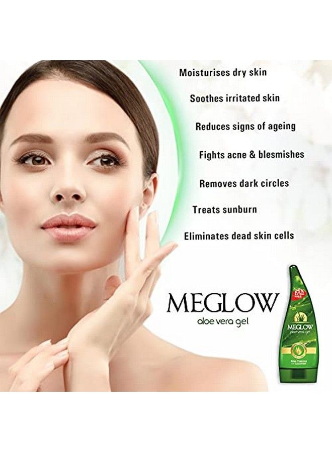 MEGLOW Aloe Vera Gel Combo Pack Of 3 (125G Each) Enriched Aloevera And Cucumber Extract ;; Cooling & Soothing For All Skin Type ;; Paraben Free ;; Fast Absorbing Formula Hydrated & Nourished Hair & Skin - Image 4