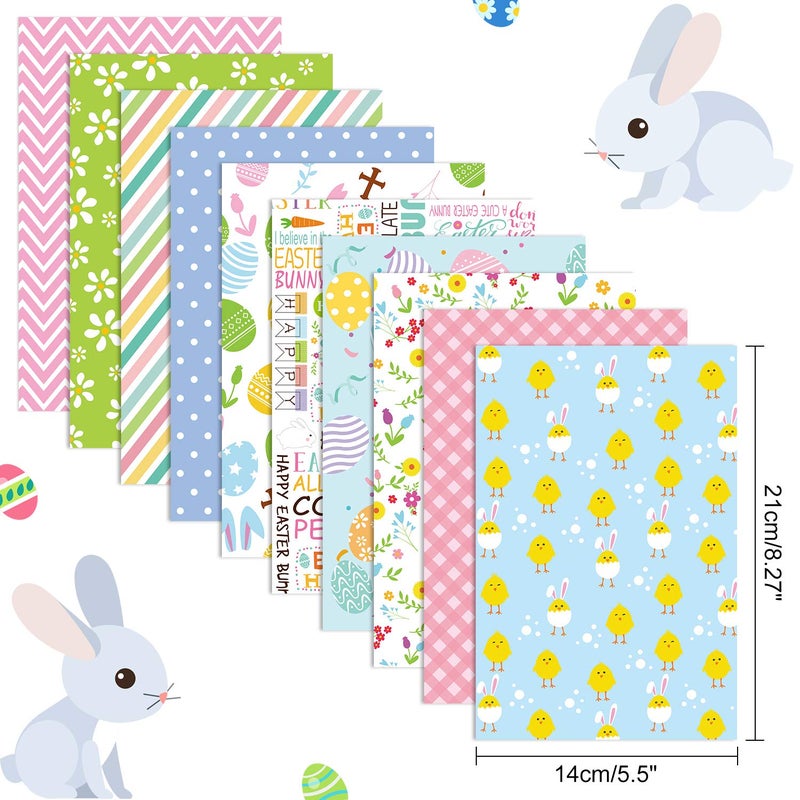 FEPITO 60 Pcs Easter Decorative Paper Set A5 Size Craft Paper for Easter Card Making Scrapbook Decoration, Double Side 10 Patterns - Image 2
