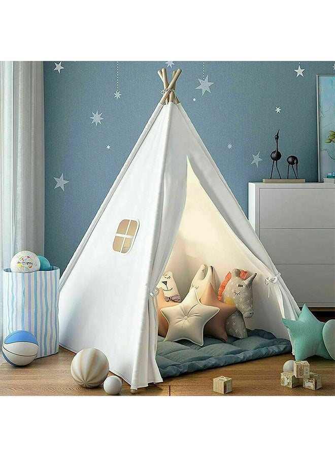 RollsTimi  White Teepee Tent Portable Kids Children Playhouse Sleeping Backdrop Play Tent for Children Indoor Outdoor Tent - Image 1