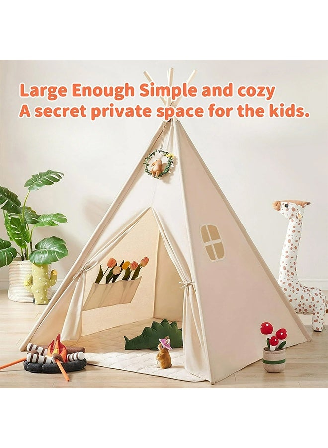 RollsTimi  White Teepee Tent Portable Kids Children Playhouse Sleeping Backdrop Play Tent for Children Indoor Outdoor Tent - Image 3