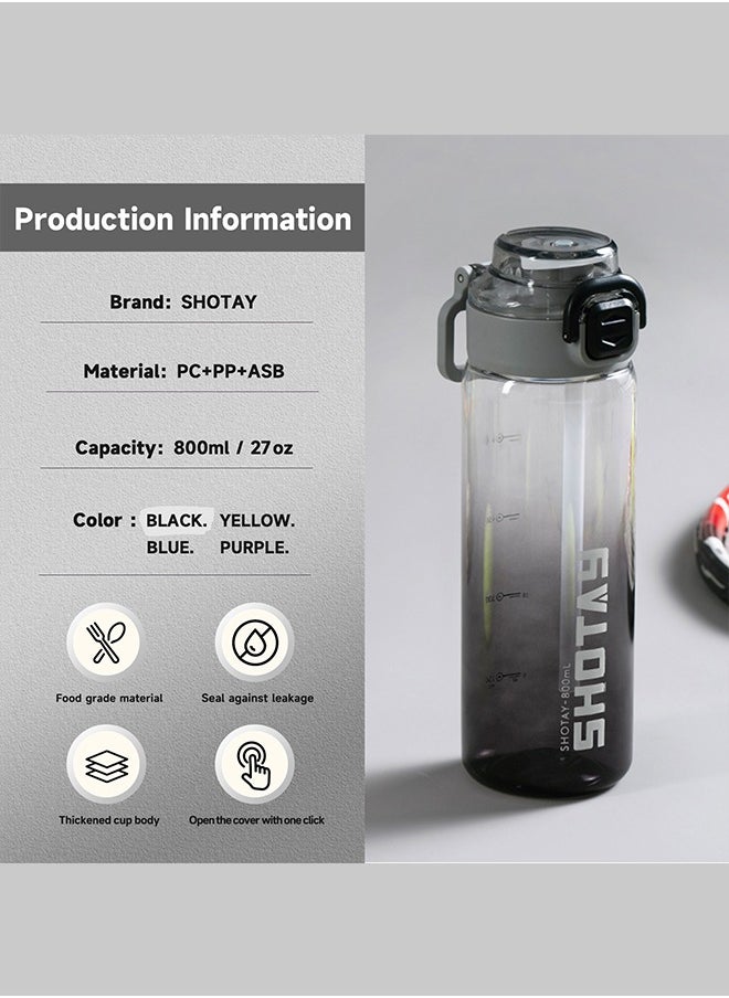 SHOTAY - SHOTAY Sports Water Bottles 800ml BPA Free And Leakproof, Fast Flow With Removable Straw, Gym Water Bottle For School, Fitness And Outdoor Sports. - Image 1