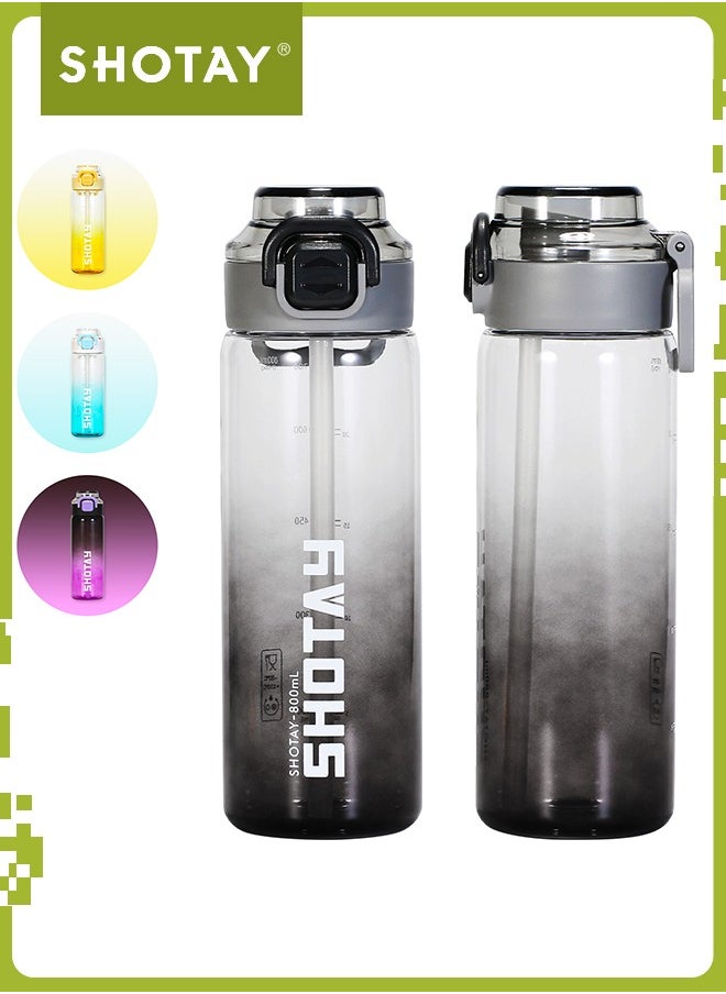 SHOTAY - SHOTAY Sports Water Bottles 800ml BPA Free And Leakproof, Fast Flow With Removable Straw, Gym Water Bottle For School, Fitness And Outdoor Sports. - Image 1