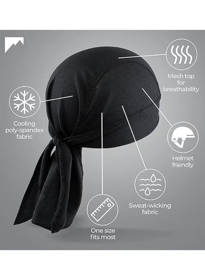 2Pcs Sweat Wicking Head Wraps Cycling Caps Dew Rag Skull Caps Beanie Cap, Motorcycle Cooling Helmet Liners Pirate Hats, Head Scarf Bandanas for Men and Women - Image 5