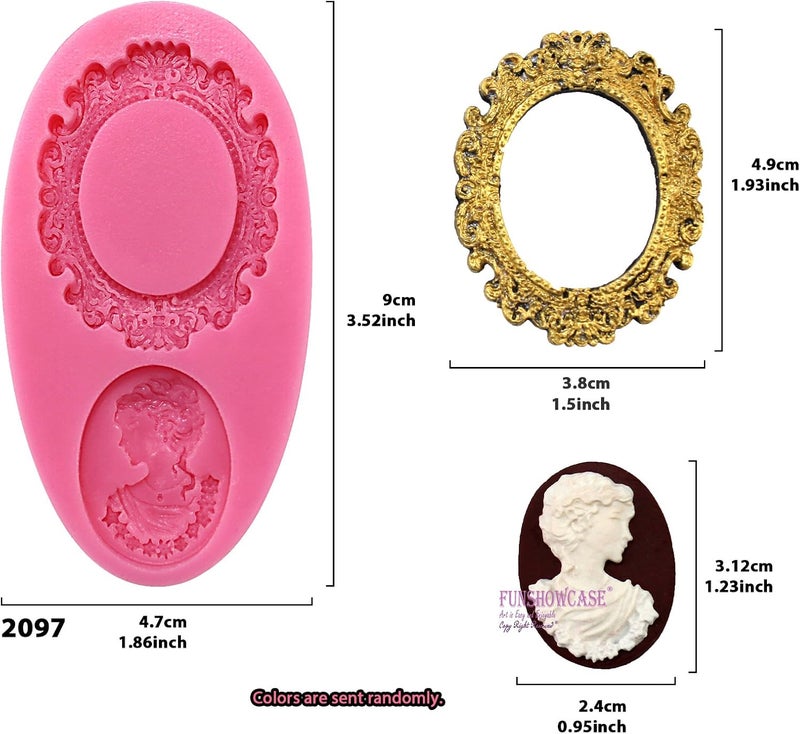 FUNSHOWCASE Cameo with Picture Frame Silicone Mold for Sugarcraft, Resin Epoxy, Jewelry, Chocolate, Polymer Clay Crafting Projects 2-Count - Image 2