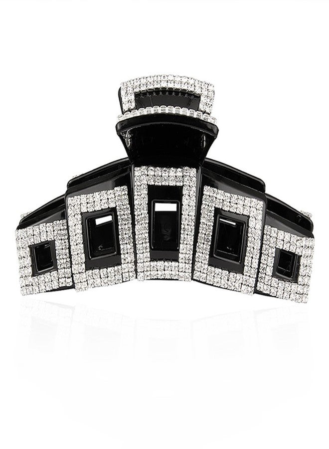 فوداتم مشبك شعر أنيق كبير مرصع بأحجار الراين، مشبك فك، دبوس شعر كريستالي للنساء، مشبك شعر سميك، إكسسوارات شعر (أسود - B#) - Image 1