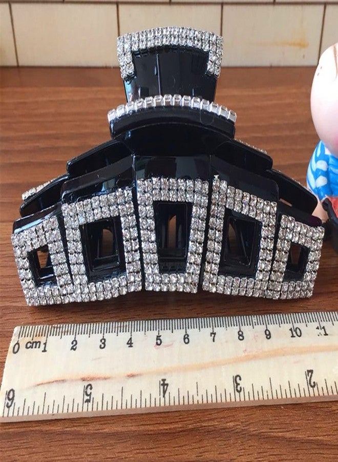 فوداتم مشبك شعر أنيق كبير مرصع بأحجار الراين، مشبك فك، دبوس شعر كريستالي للنساء، مشبك شعر سميك، إكسسوارات شعر (أسود - B#) - Image 4