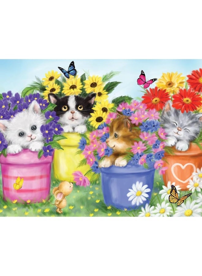 Bits and Pieces - 50 Piece Jigsaw Puzzle for Seniors - 15" x 19" - Cats in Flower Pots - 50 pc Large Lettered Pieces Cats Kittens Spring Jigsaw - Image 2