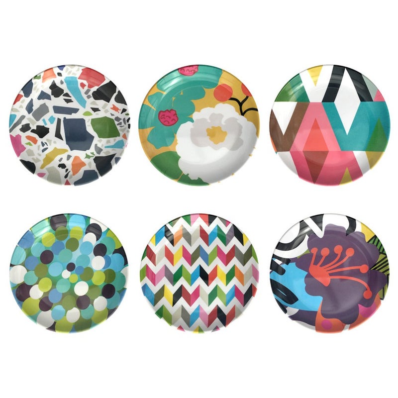 French Bull Melamine Assorted Plates6 Piece Set Melamine DinnerwarePlatter Serving Party Platter Dish 6 Appetizer Plate Assorted