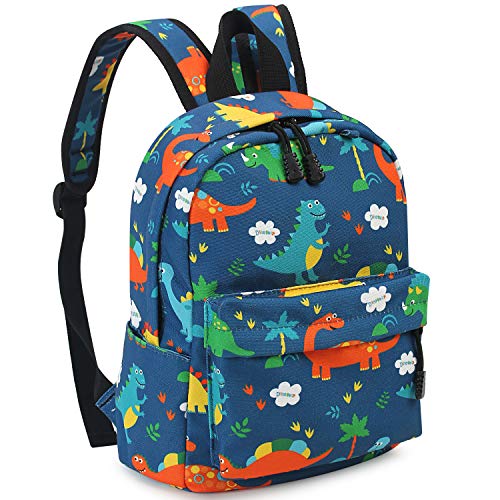 Zicac Children's Cute Canvas Backpacks Toddler Backpack (M, Blue Dinosaur) - Image 1