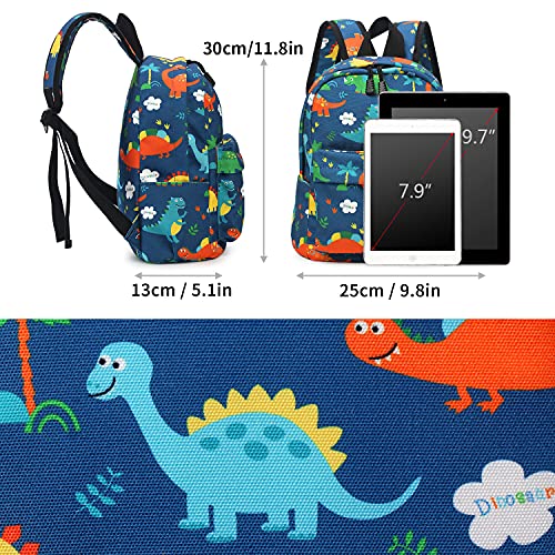 Zicac Children's Cute Canvas Backpacks Toddler Backpack (M, Blue Dinosaur) - Image 3