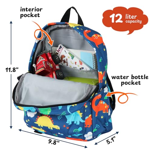 Zicac Children's Cute Canvas Backpacks Toddler Backpack (M, Blue Dinosaur) - Image 5
