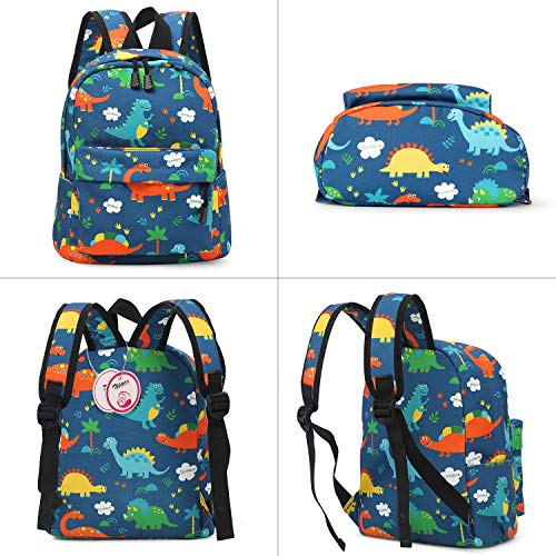Zicac Children's Cute Canvas Backpacks Toddler Backpack (M, Blue Dinosaur) - Image 4