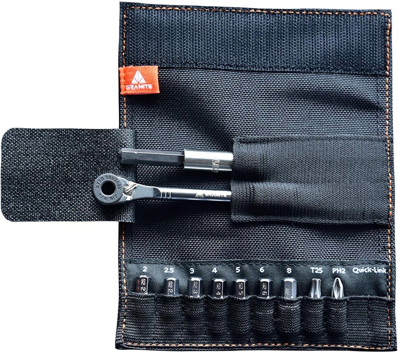 Granite Rocknroll Mini Ratchet Bike Tool Kit, Bike Multitool Kit with 9 Tool Bits and Extension Rod, Portable Bicycle Tool Kit for Mountain Bike, Road Bike and Gravel Bike (Black) - Image 2