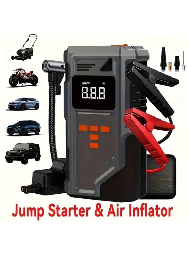 High Power Inflator Integrated Machine 9 in 1 Car Battery Starter 4000A Peak 150 PSI Air Compressor - Image 2