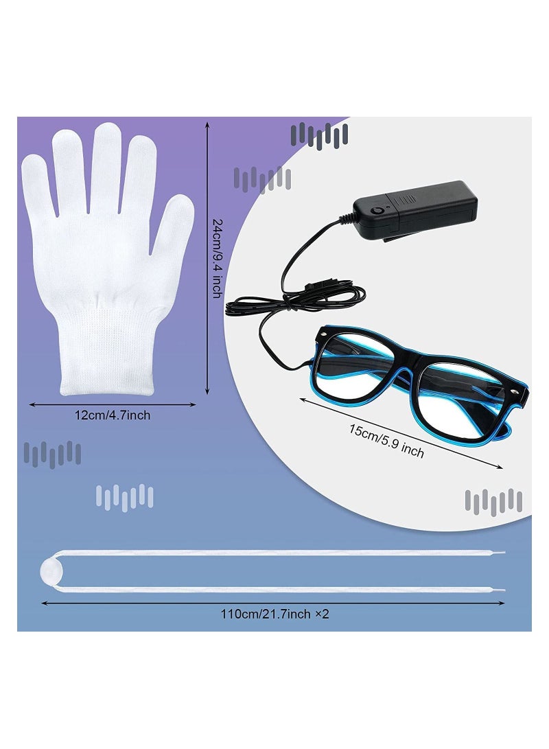 LED Light up Glasses, Gloves and Shoelaces Set, for  Carnival Glow Party New Year Rave - Image 2