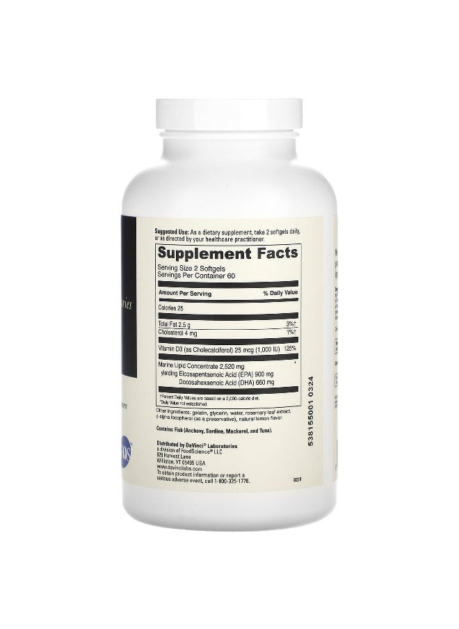 DaVinci Laboratories DaVinci Laboratories, Omega 3 HP-D, 120 Softgels  - Image 2