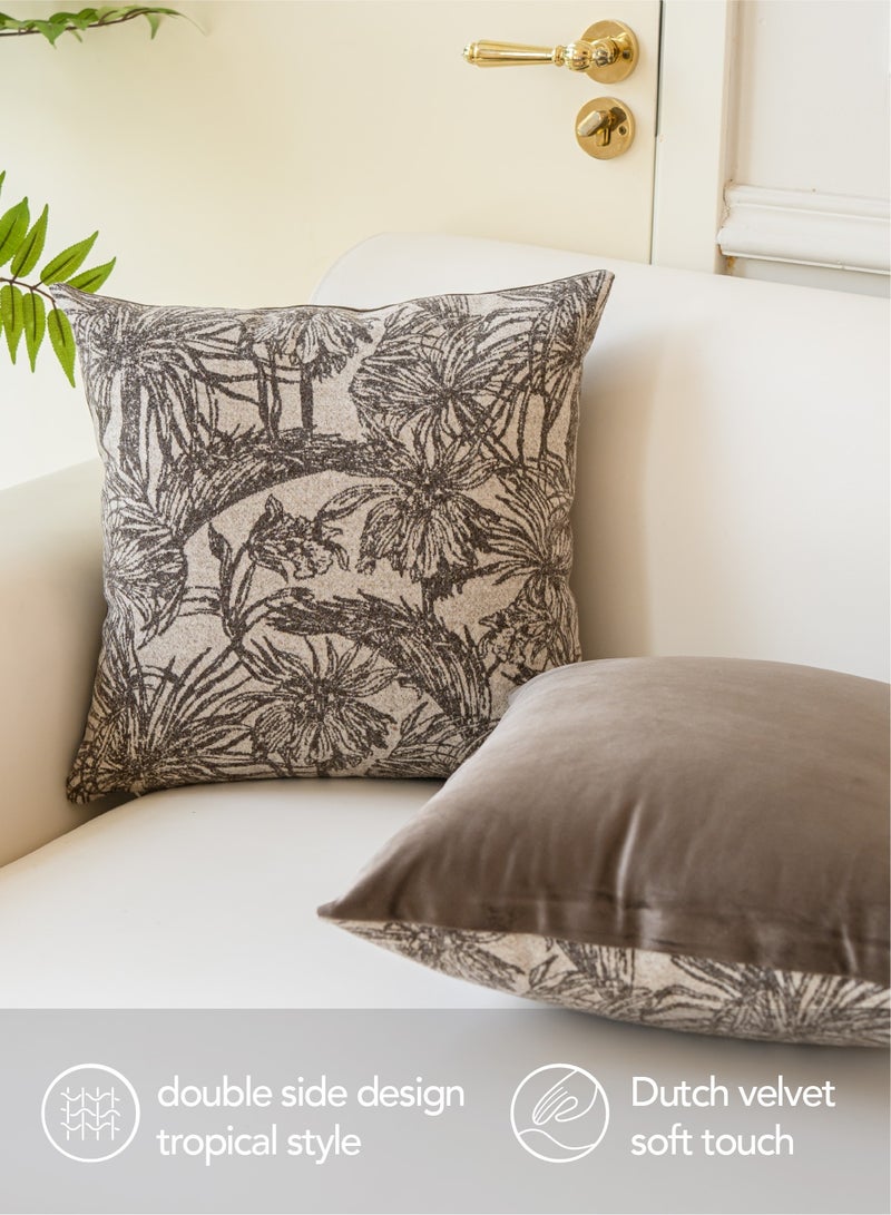 لحظة غطاء وسادة ديكوري بأوراق النخيل البنية 50x50 سم نباتات مونستيرا الاستوائية أوراق النخيل ديكور وسادة رمي مجموعة من 2 لمنتجات المنزل ديكور مزرعة للكنبة أو السرير - Image 2