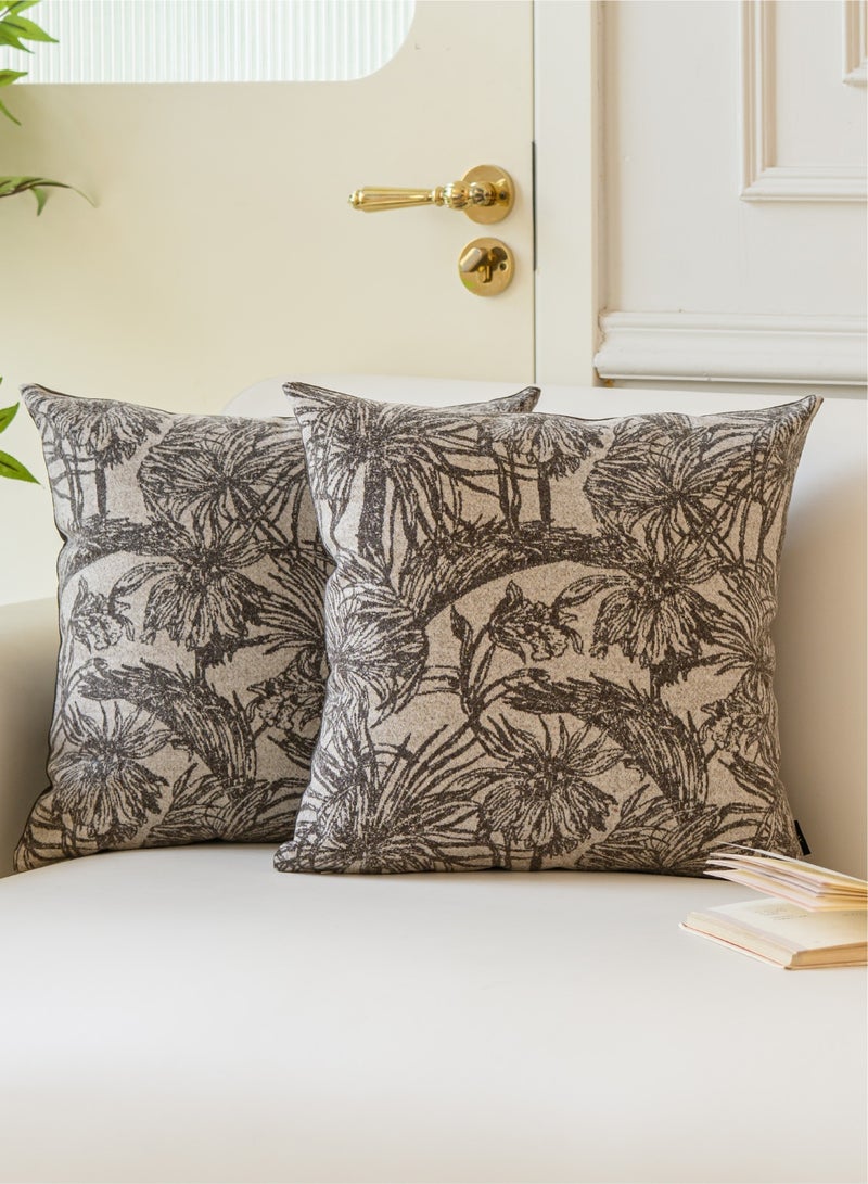 لحظة غطاء وسادة ديكوري بأوراق النخيل البنية 50x50 سم نباتات مونستيرا الاستوائية أوراق النخيل ديكور وسادة رمي مجموعة من 2 لمنتجات المنزل ديكور مزرعة للكنبة أو السرير - Image 1
