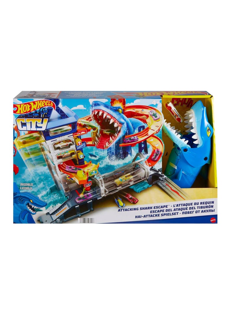 هوت ويلز مجموعة لعب City Shark Escape، لعبة للأطفال من عمر 4 سنوات فما فوق - Image 1