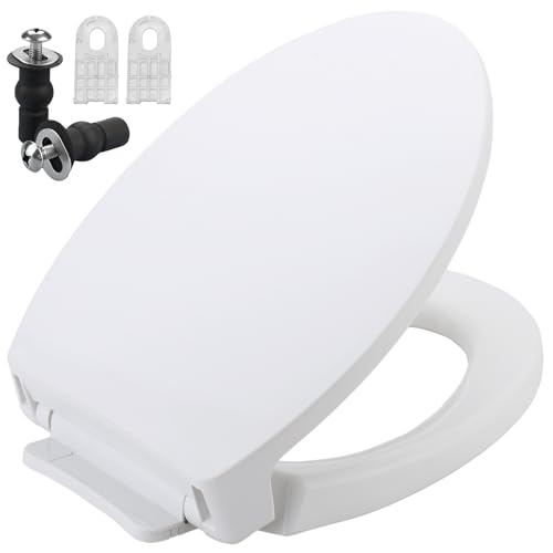 gcbcrit SS114 Elongated Toilet Seat Compatible with TOTO SS113/SS154/SS224/SS204, Soft Close Elongated Toilet Seat, Traditional Toilet Seat Replacement with Toilet Bolts and Nut - Cotton White - Image 1