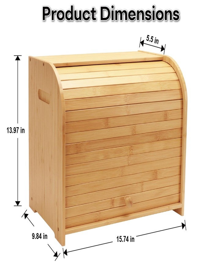 Thalomely Bread Box for Kitchen Countertop, Large 2-Tier Bamboo Bread Storage Container for Homemade Bread, Roll-Top Breadbox Organizer with 3 Adjustable Height for Kitchen Counter, Cabinet, Pantry - Image 2