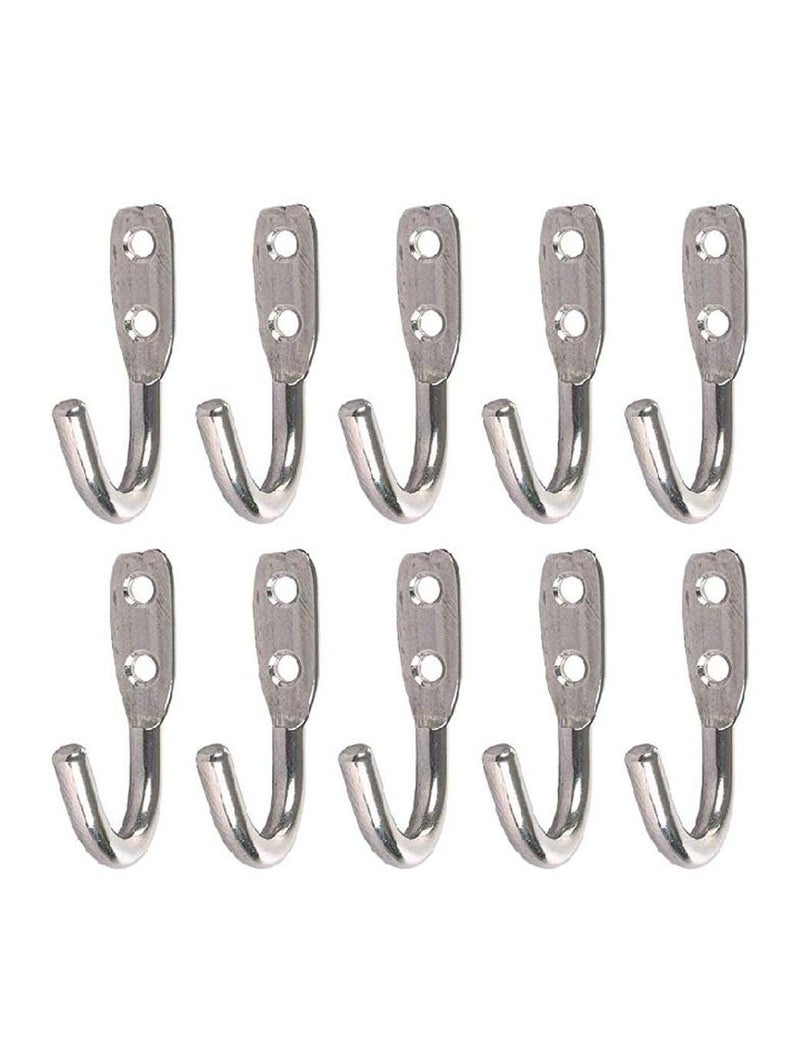 iSTAR Stainless Steel Unbreakable J Type Hook Bathroom Hooks Cloth Hanger Wall Hook Door Robe Hooks for Hanging Keys,Clothes (Pack of 10) - Image 1
