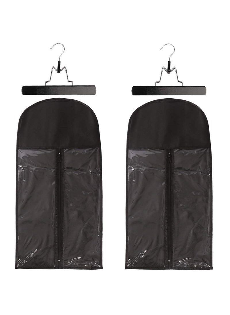 Messen 2 Pack Hair Extension Storage Bag Hair Extension Hanger Strong Holder DustProof Portable Suit with Transparent Zip Up Closure Lightweight Waterproof and Portable Black 