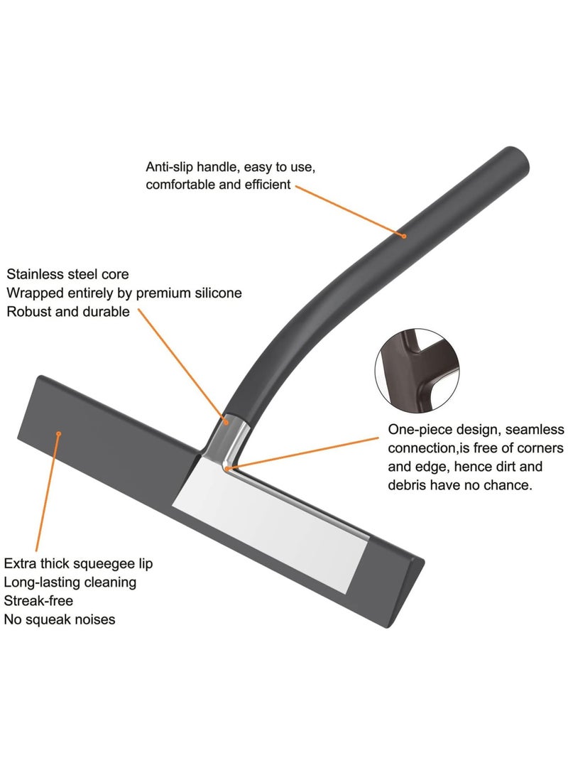 Shower Squeegee, Window Wiper Stainless Steel Window Cleaner with Hooks and Hanging Ropes, Small mop for wasroom, For Glass Doors, Wall Tiles, Shower Mirrors, Car Windows, Windows, Floor - Image 3
