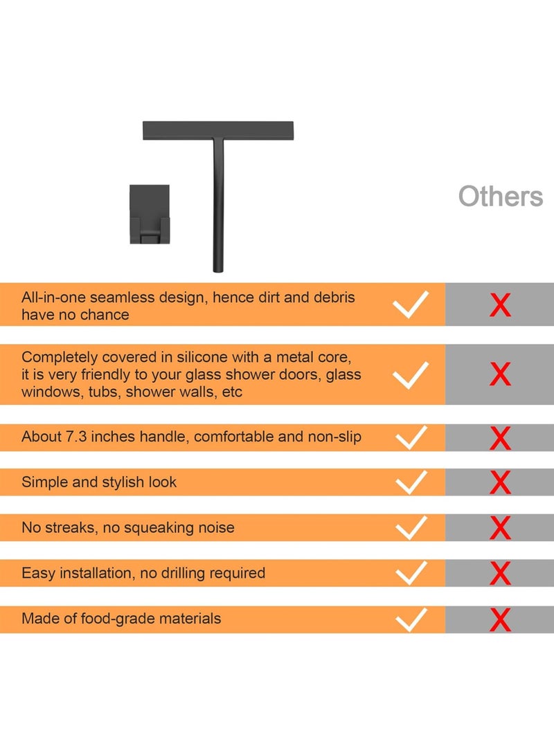 Shower Squeegee, Window Wiper Stainless Steel Window Cleaner with Hooks and Hanging Ropes, Small mop for wasroom, For Glass Doors, Wall Tiles, Shower Mirrors, Car Windows, Windows, Floor - Image 2