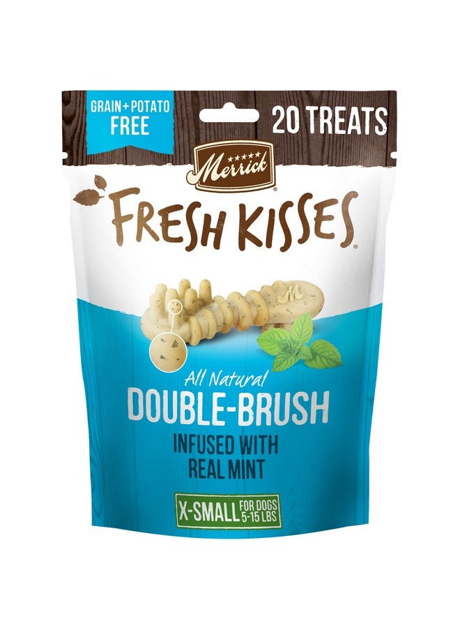 ميريك علكات أسنان ميريك فريش كيسز الطبيعية على شكل فرشاة أسنان، غنية بالنعناع الطبيعي، للكلاب الصغيرة من وزن 5 إلى 15 رطلاً - عبوة من 20 قطعة - Image 1