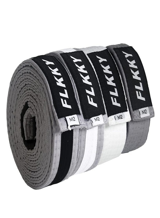 FLKKY BJJ Belt for Kids and Adult,Brazilian Jiu Jitsu Belt with Sleeve Bar for Ranking Stripes IBJJF Competition Approved, Black & Grey, M2 - Image 4