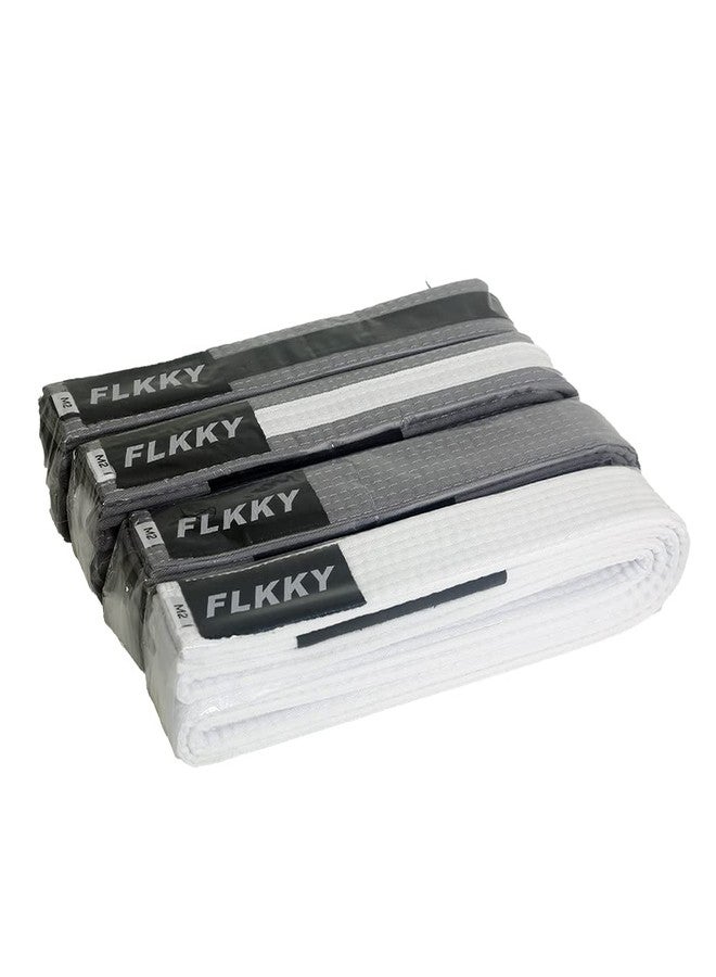 FLKKY BJJ Belt for Kids and Adult,Brazilian Jiu Jitsu Belt with Sleeve Bar for Ranking Stripes IBJJF Competition Approved, Black & Grey, M2 - Image 5
